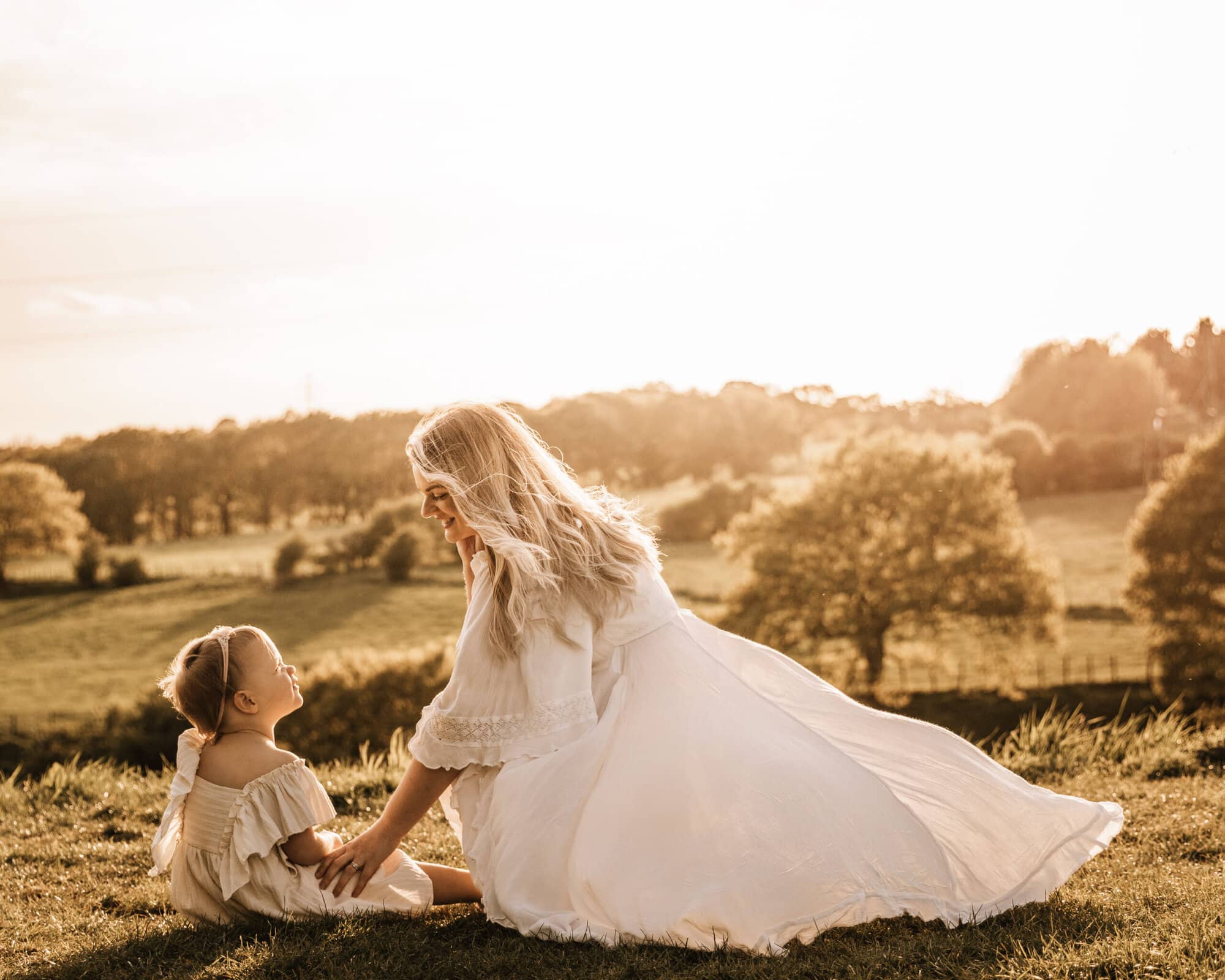 Mother and baby in the sunset at an outdoor leeds family photographer shoot